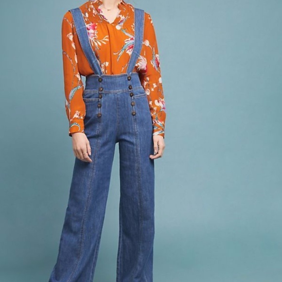 anthropologie jean jumpsuit